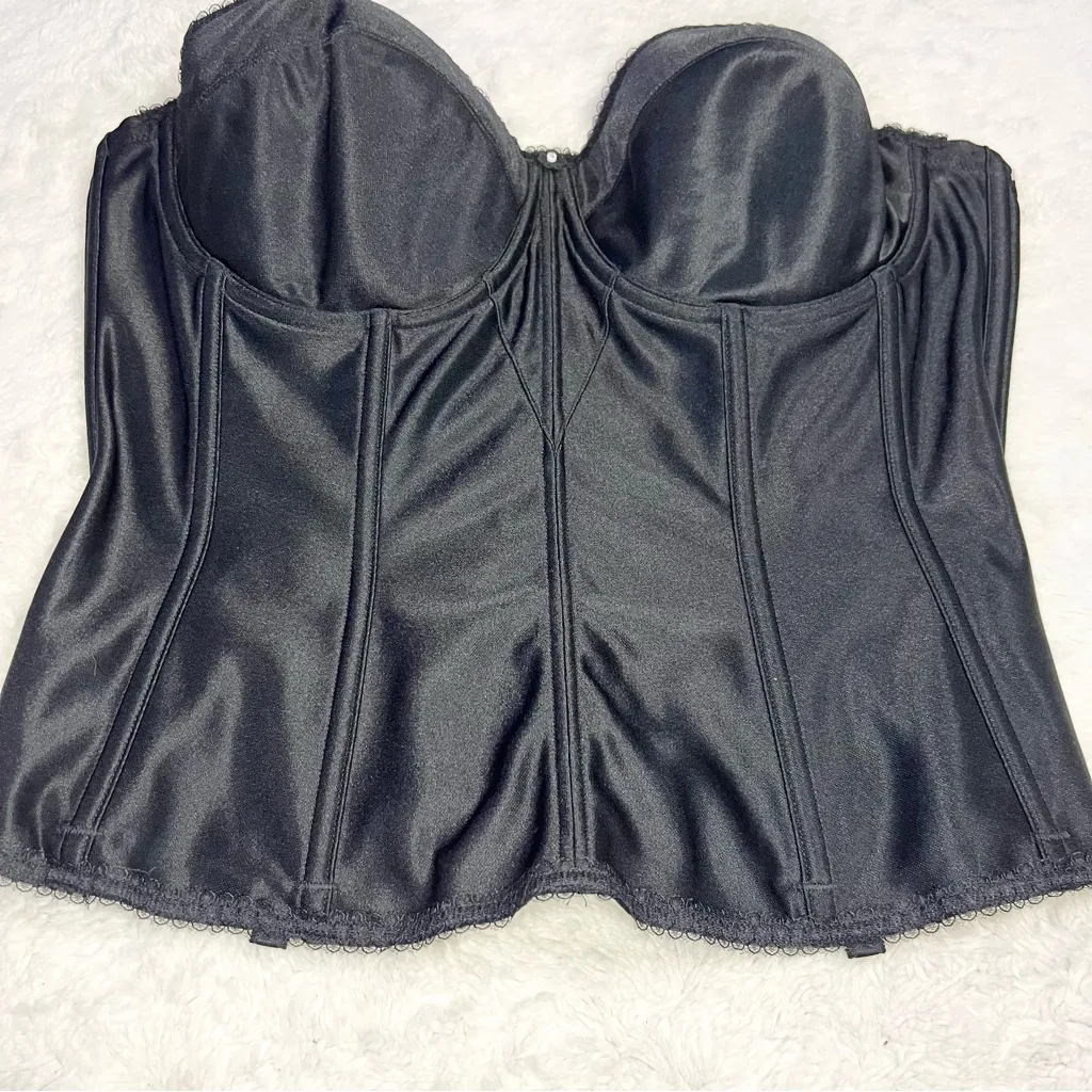 Vintage Undercover Black Satin Bustier Corset Top Size 38D Sexy Shapewear - Image 7
