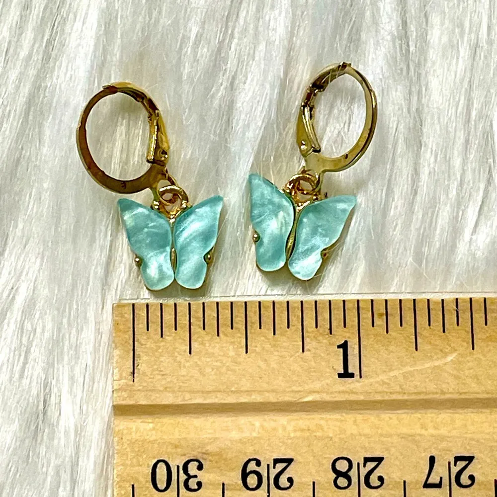 Earrings Butterfly Dangle Light Blue Women Girls Teens - Image 5