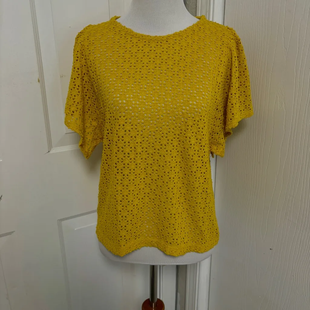 Madewell Texture & Thread Eyelet Flutter Sleeve Top* - Image 3