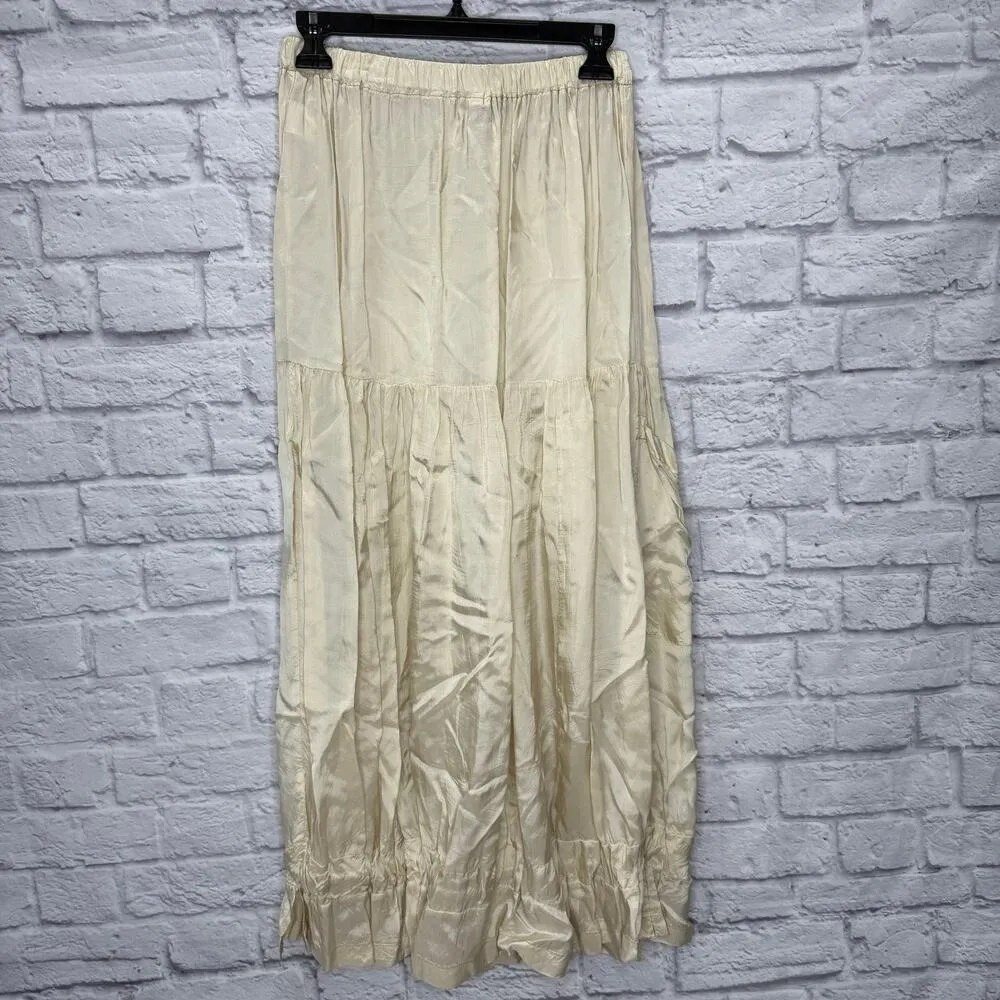 Joey Bisque Playwear Maxi Skirt and Tunic Set Beige Silky Eclectic Size 1 Button - Image 12