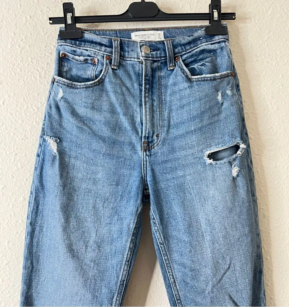 Abercrombie & Fitch The Ankle Straight Ultra High Rise Distressed Jeans Size 26 - Image 3