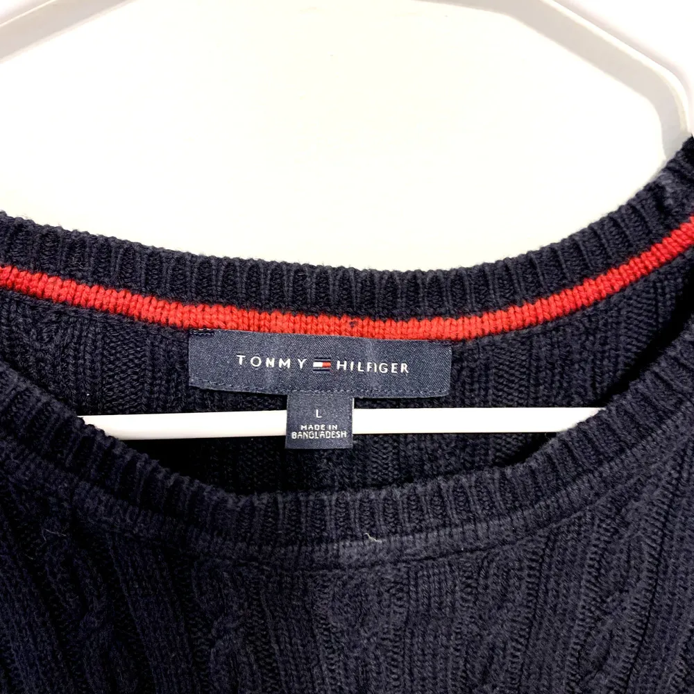 Tommy Hilfiger Sweater Women Size L Cable Knit Striped Multi Colored Crewneck - Image 2