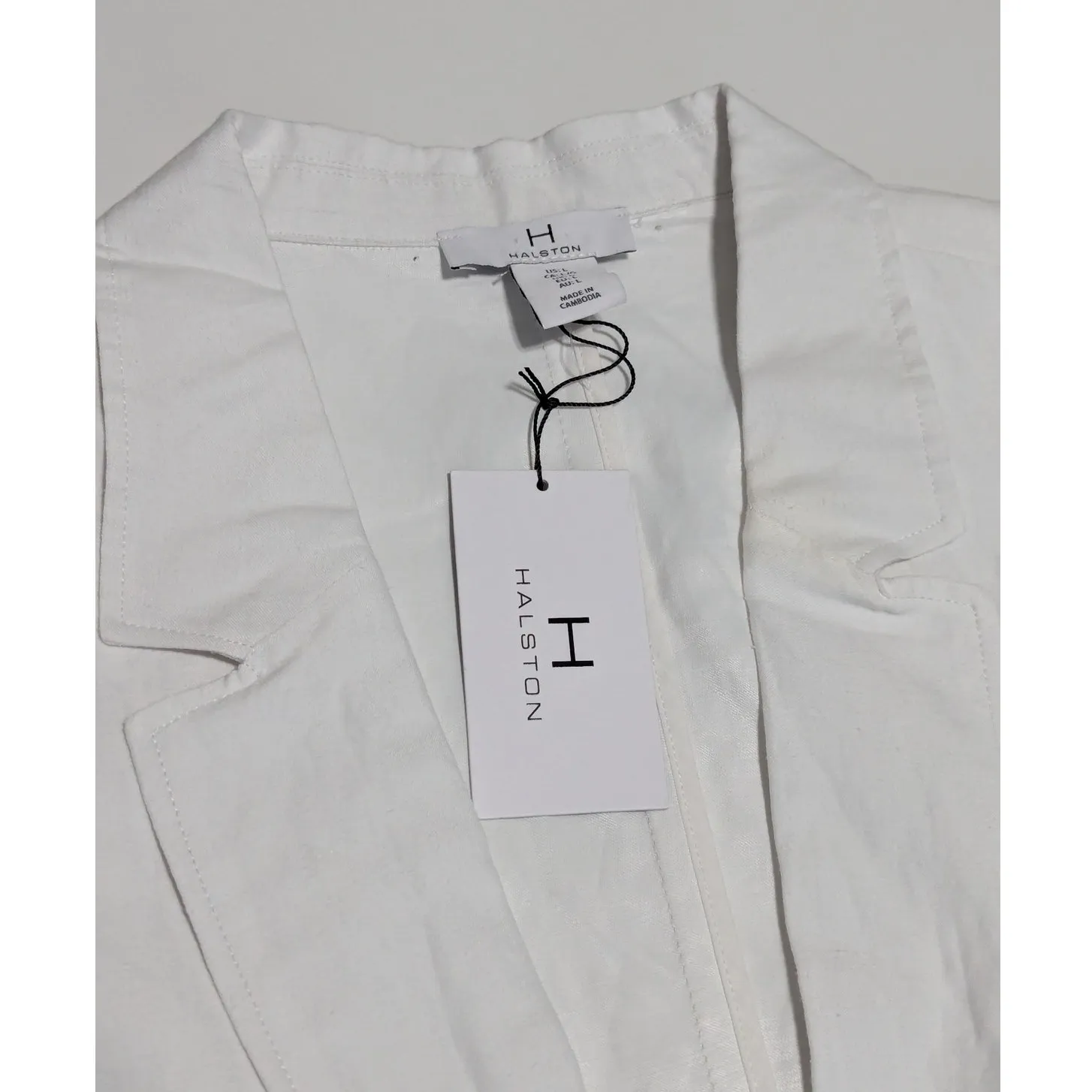 H by Halston White Linen Blazer Suit Jacket Womens Large NEW Workwear Business - Image 4