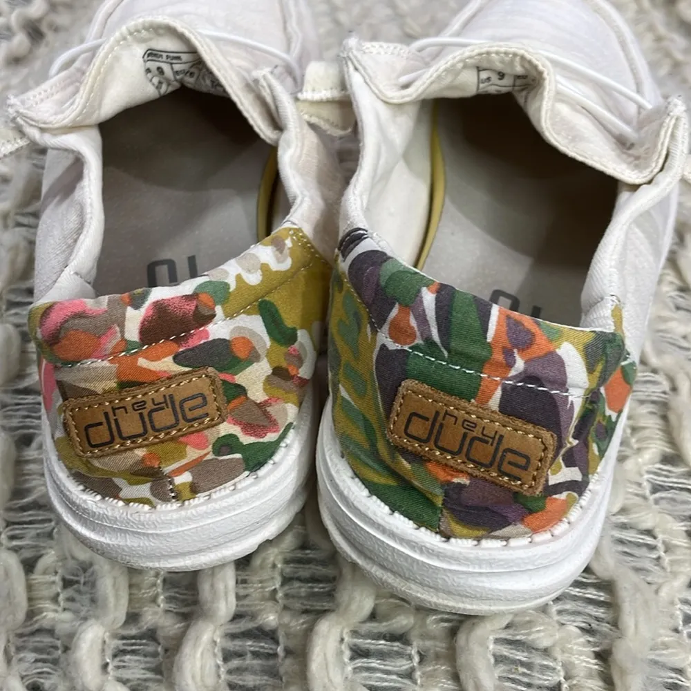 Hey Dude Women's Off White Casual Shoes Floral Camo Print Wendy Funky Chambray - Image 3