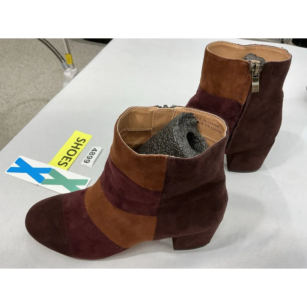 Womans Urban Outfitters Ankle Boots 8 Multicolor Patchwork Side Zip Block Heel - Image 3