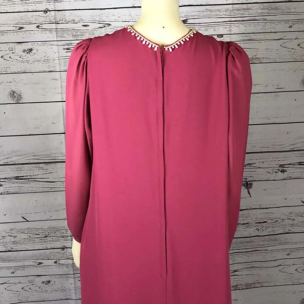 American Vintage USA 50's pink long dress pears around neckline size medium - Image 9
