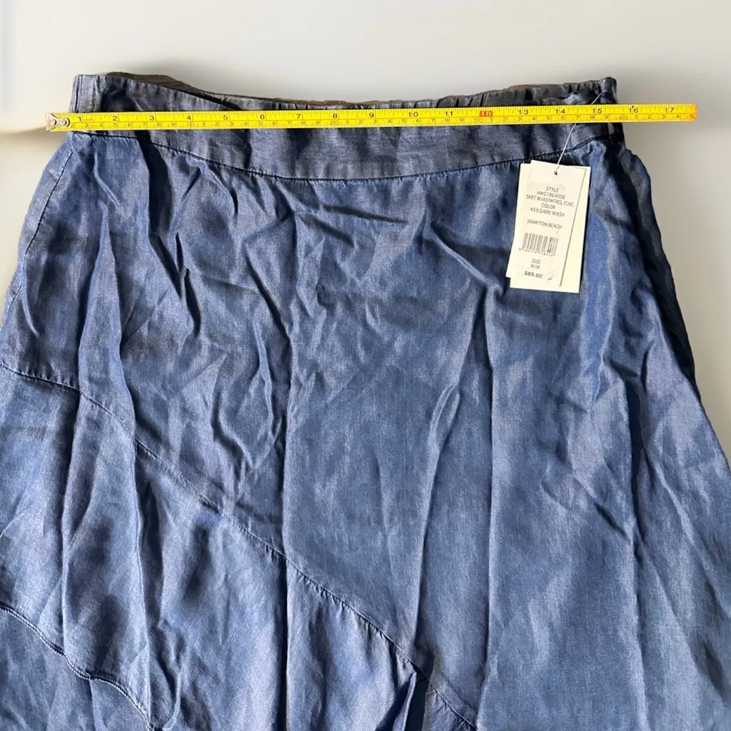 HALSTON Skirt Blue Hi Low Medium Womens Zip NWT Lyocell Lightweight Jean $89 - Image 6