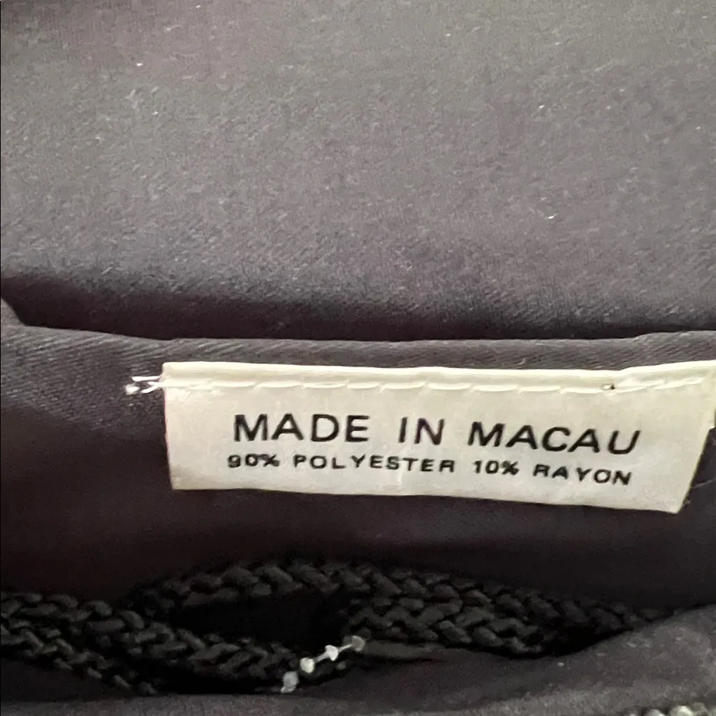 Vintage Beaded handbag Macau Elegant Black Beaded Clutch shoulder strap - Image 3