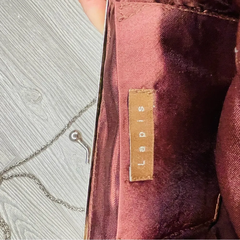 Vintage LAPIS Stone Gem rhinestone Bead Evening Bag Clutch Purse chain strap Blue - Image 8