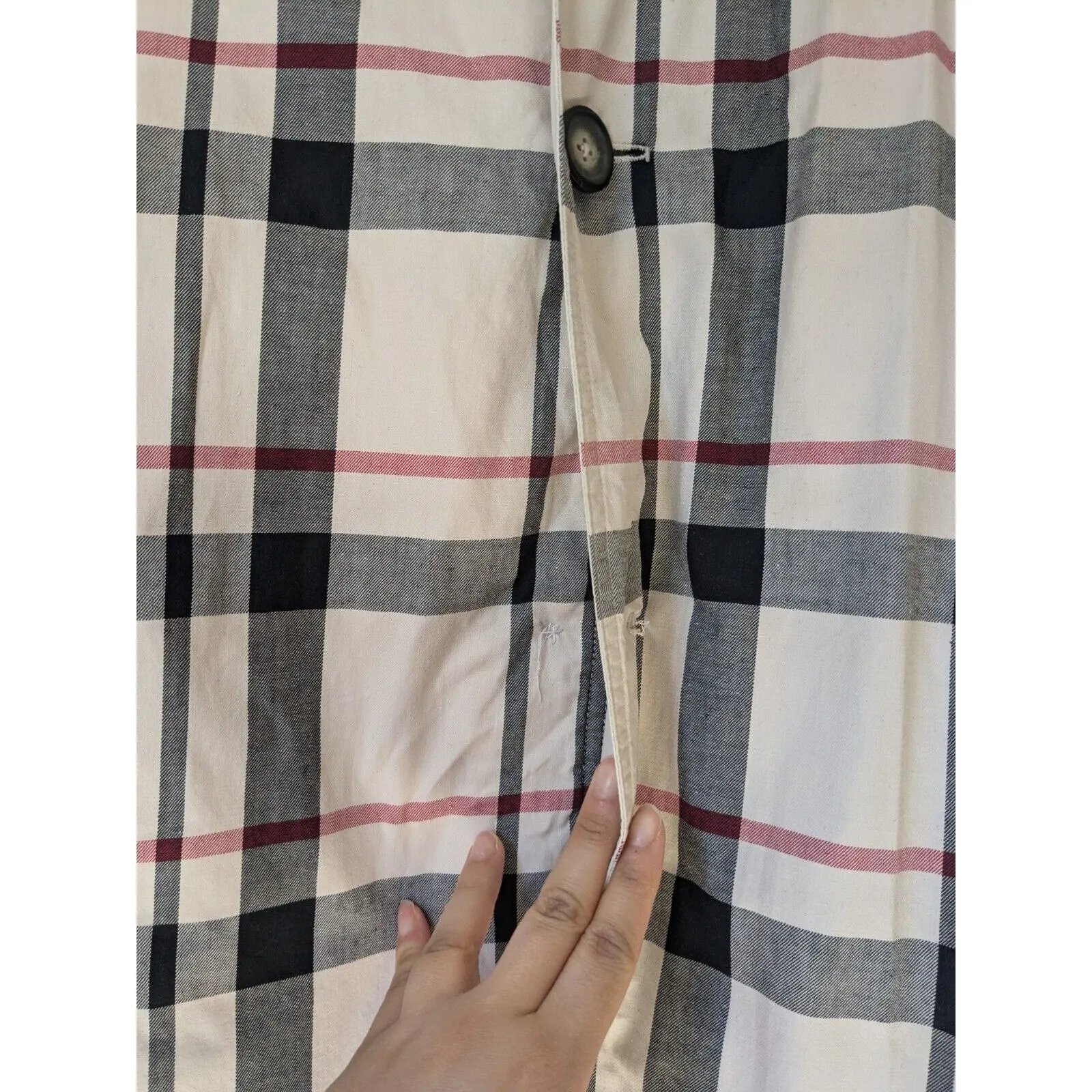 Pendleton Women's Reversible Rain Coat Plaid And Solid Rare Beige/Black Sz L - Image 12