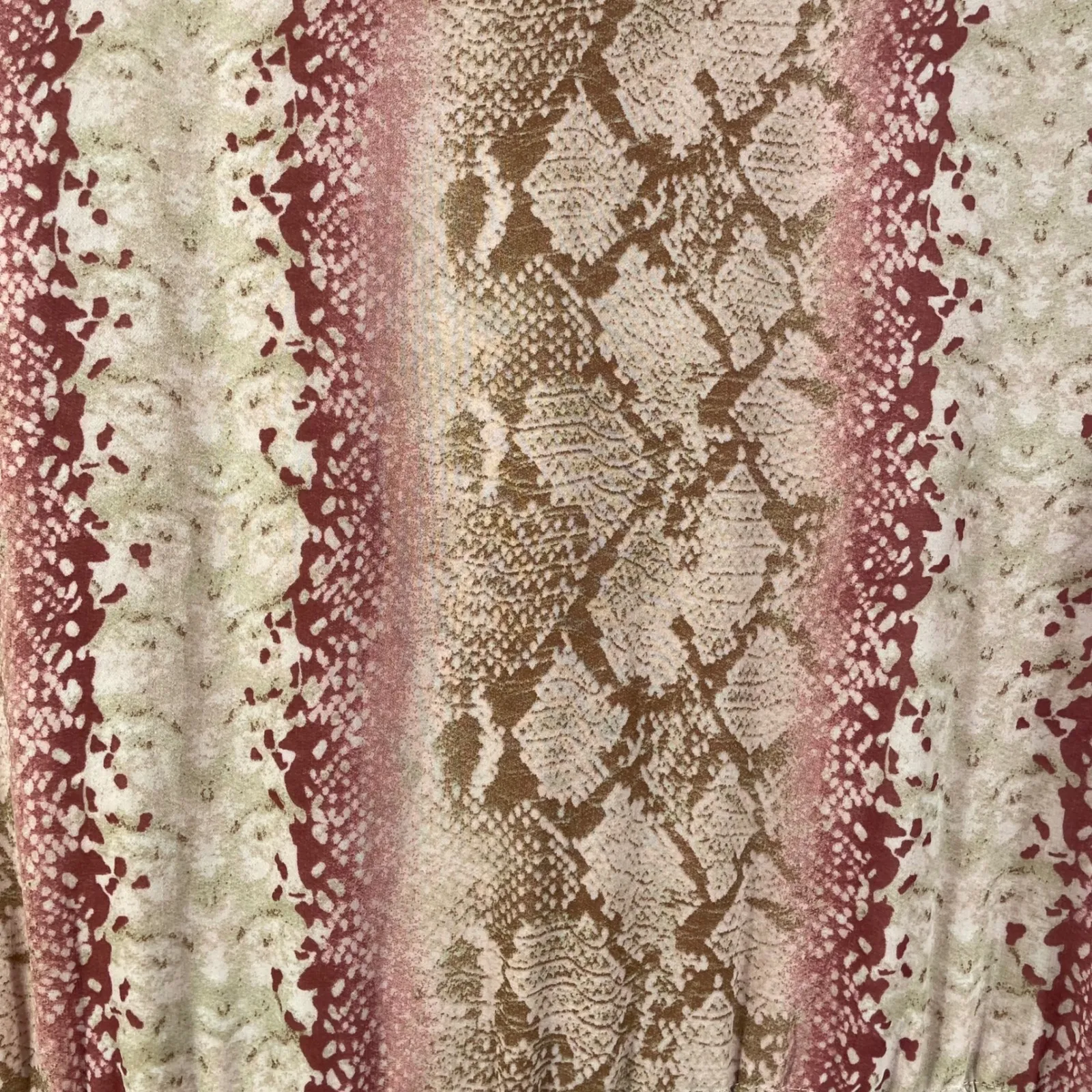 Porter XL Midi Dress Pink Snake Print Long Sleeve Pleated Skirt Boho Cottagecore - Image 12