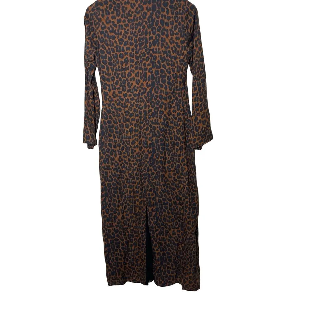 NWT Mara Hoffman Naliyah Maxi Brown Leopard Dress sz 2 - Image 7