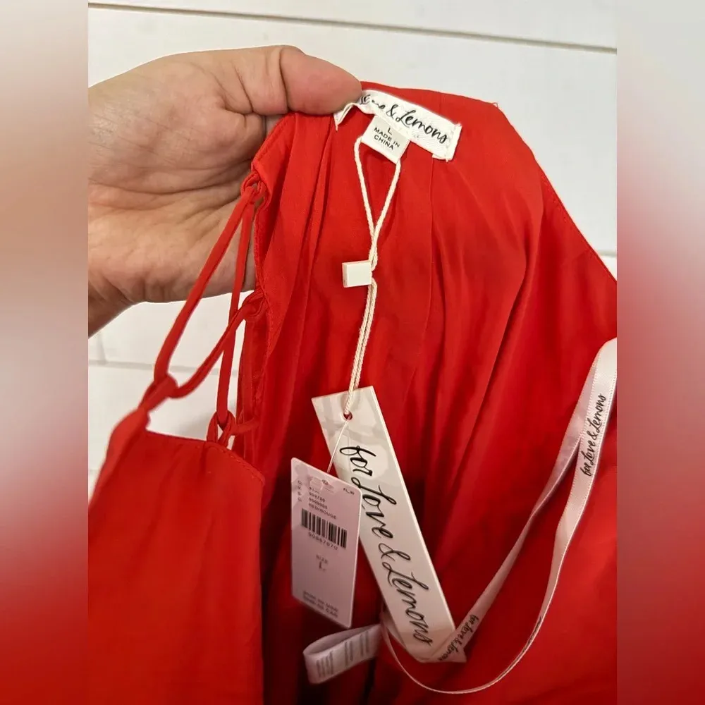 For Love & Lemons Anisa Asymmetrical Dress in Red - Image 11