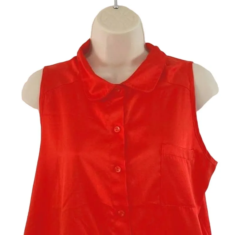 Olive and Oak Women’s Red Sleeveless Collared Button-Down Blouse - Size Large - Image 8