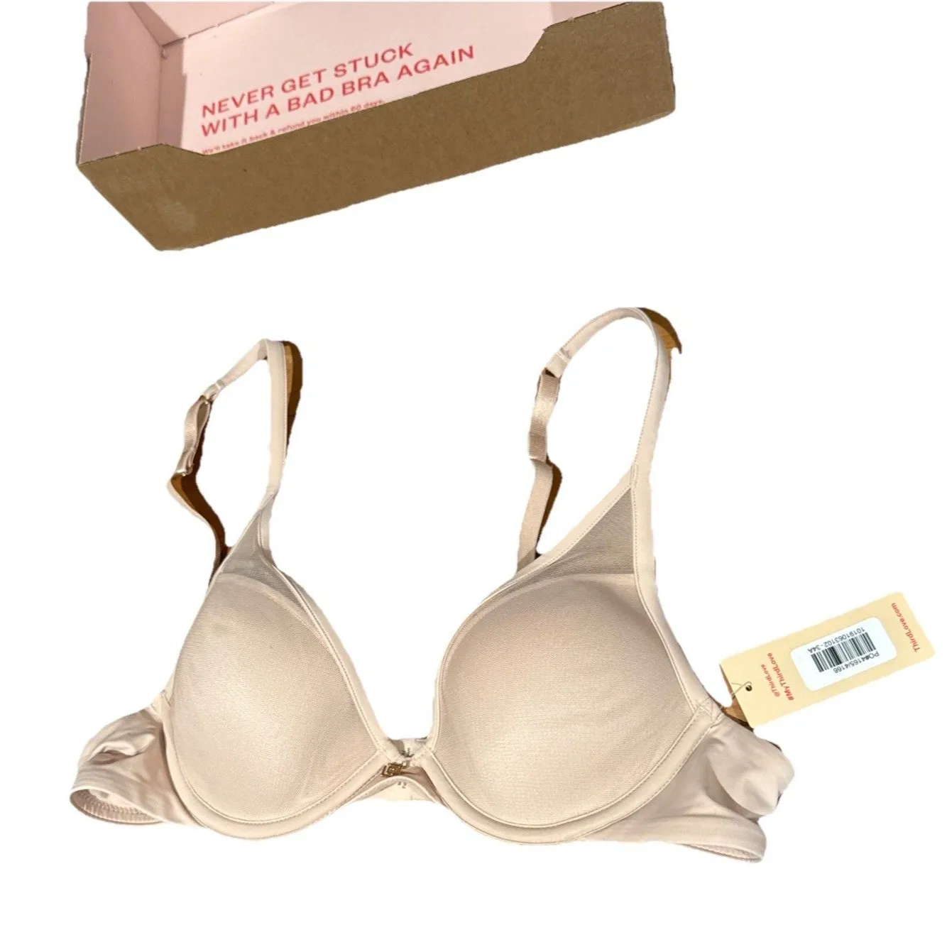 Third Love 24/7 Classic Uplift Plunge Bra Size 34A Neutral Beige Tan Gold - Image 2