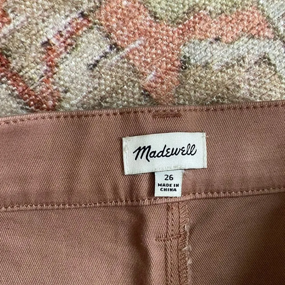 Madewell High Rise Twill Raw Hem Shorts Dusty Rose/Blush NEW Size 26‎ - Image 6