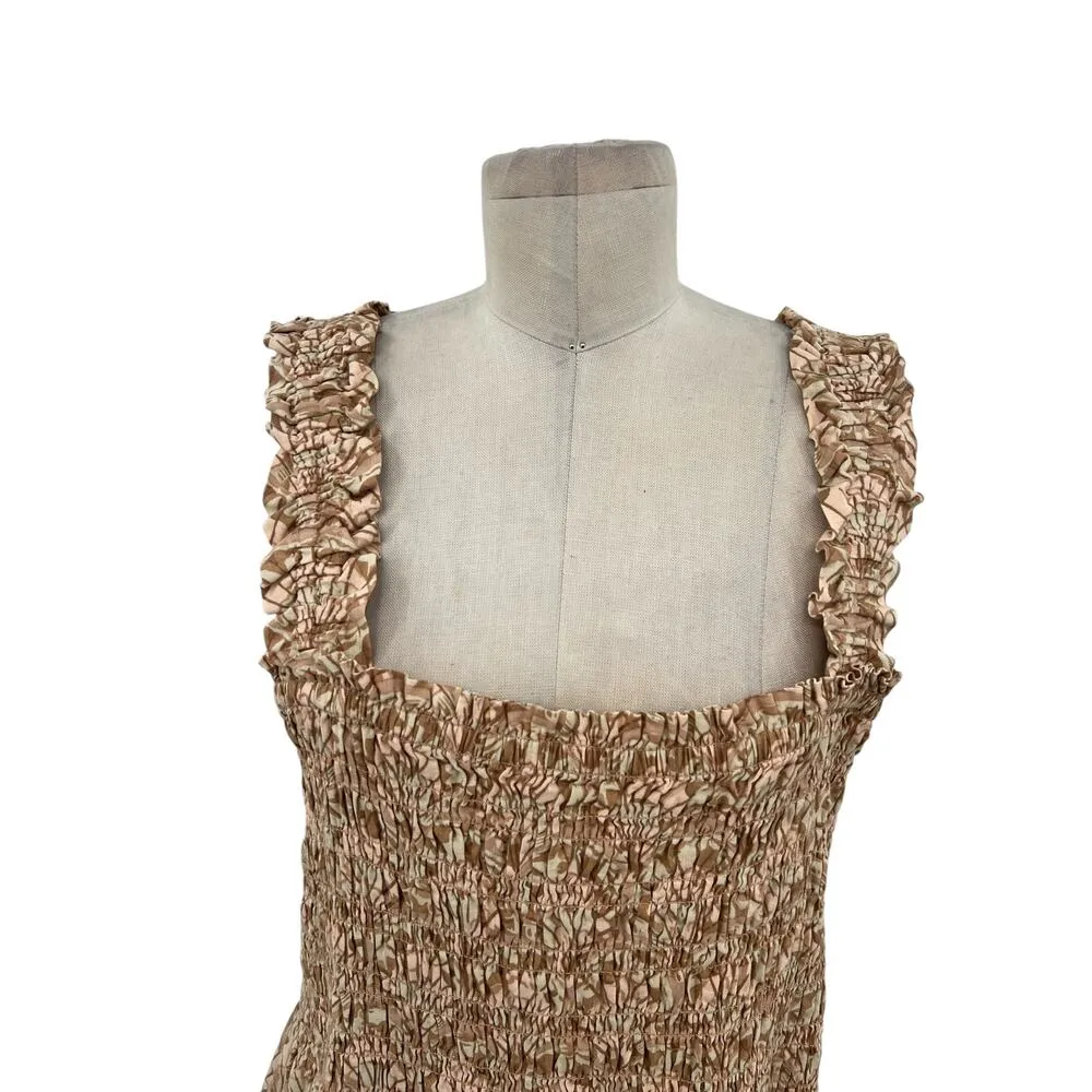 Madewell Linen-Blend Lucie Smocked Tank Mini‎ Dress in Painted Seashells XXL - Image 4