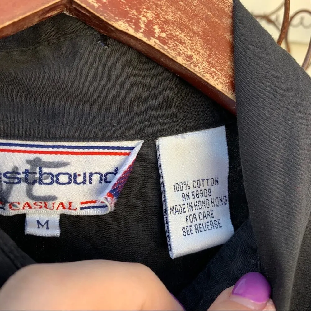 Vintage 90s fringed beaded black southwestern cowgirl western shirt Size M - Image 5