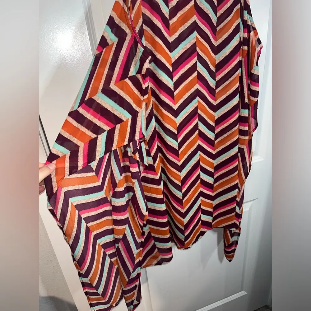 Swimsuits for All Cover Up Sheer Chevron Styled Pull Over One Size Swim Top - Image 10
