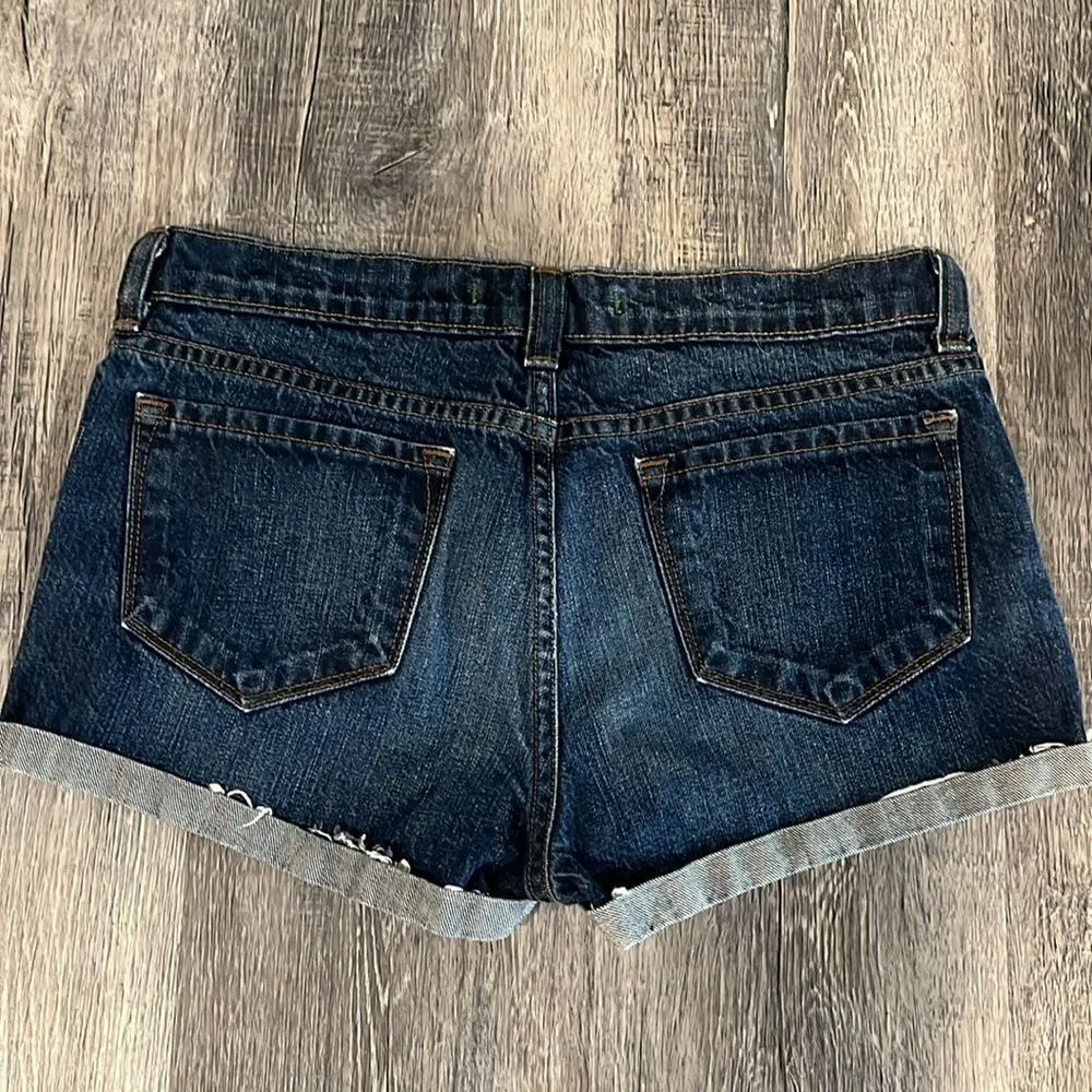 J Brand dark denim Santiago Jean denim shorts w/ bottom cuff and fray 26 - Image 3