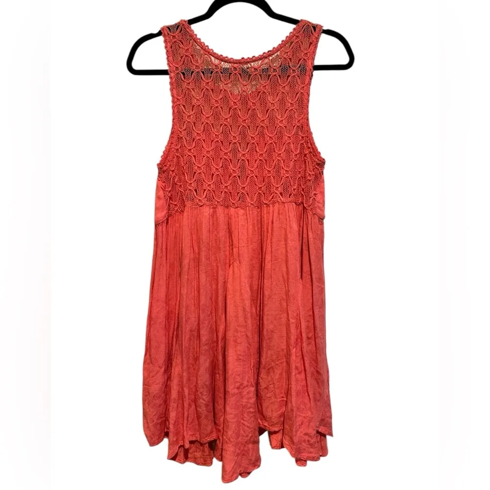 Free People Urban Outfitters Crochet Fiesta Coral Boho Dress M - Image 6
