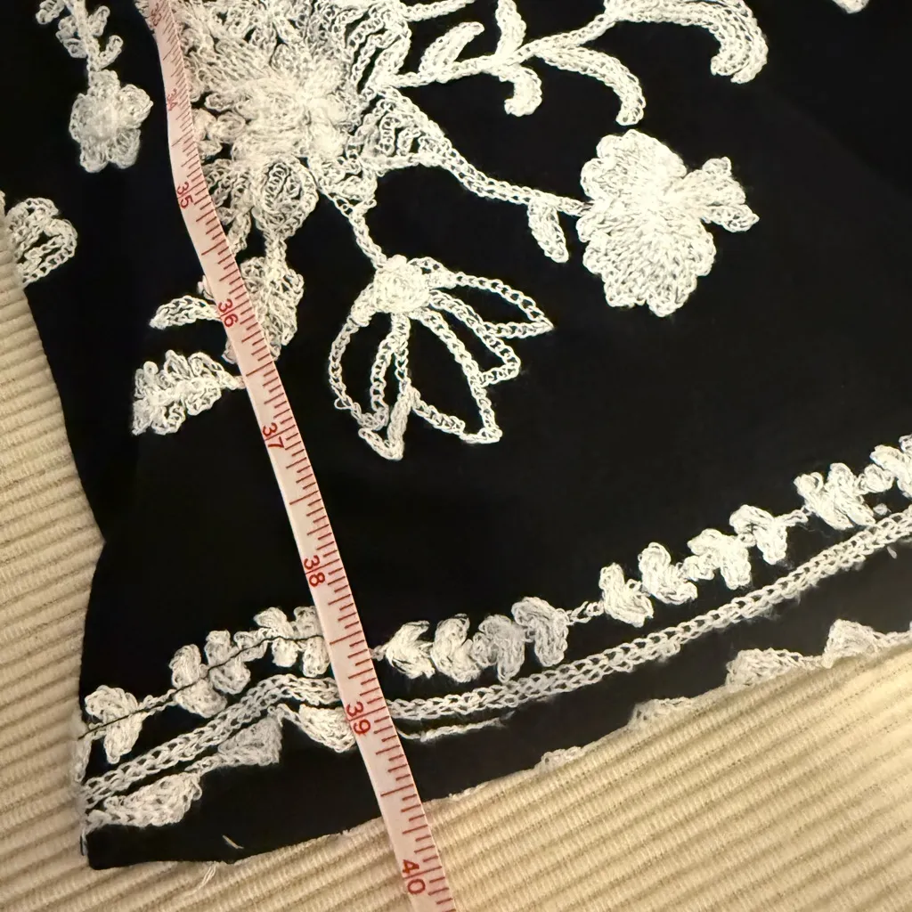 LIV Los Angeles Black Embroidered Palazzo Pants Wide Leg Boho Festival S - Image 4