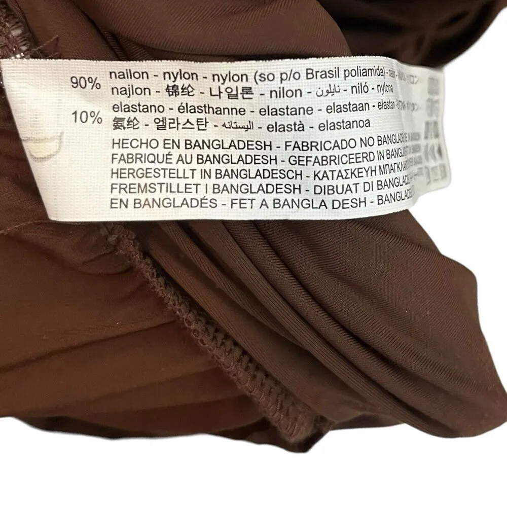 ZARA Strapless Ruched Bodycon Midi Dress Brown Jersey Women’s Size Small - Image 8