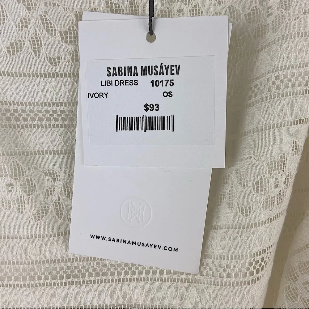 Sabina Musayev Libi Dress Ivory Lace Overlay Flutter Sleeve Ruffle Hem Fairycore Size M - Image 7