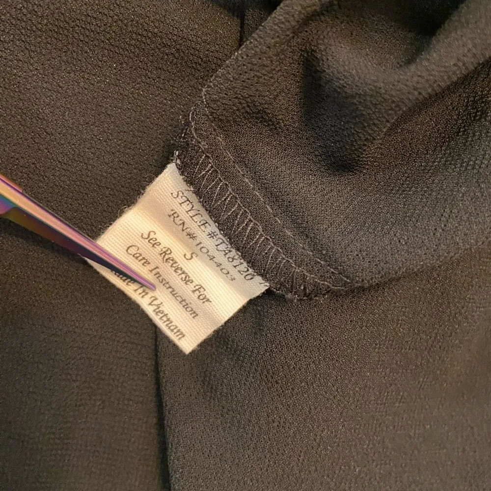 MINE Size S Black Flowy Racerback Spaghetti Strap Tank Top Open Gold Beaded Back - Image 6