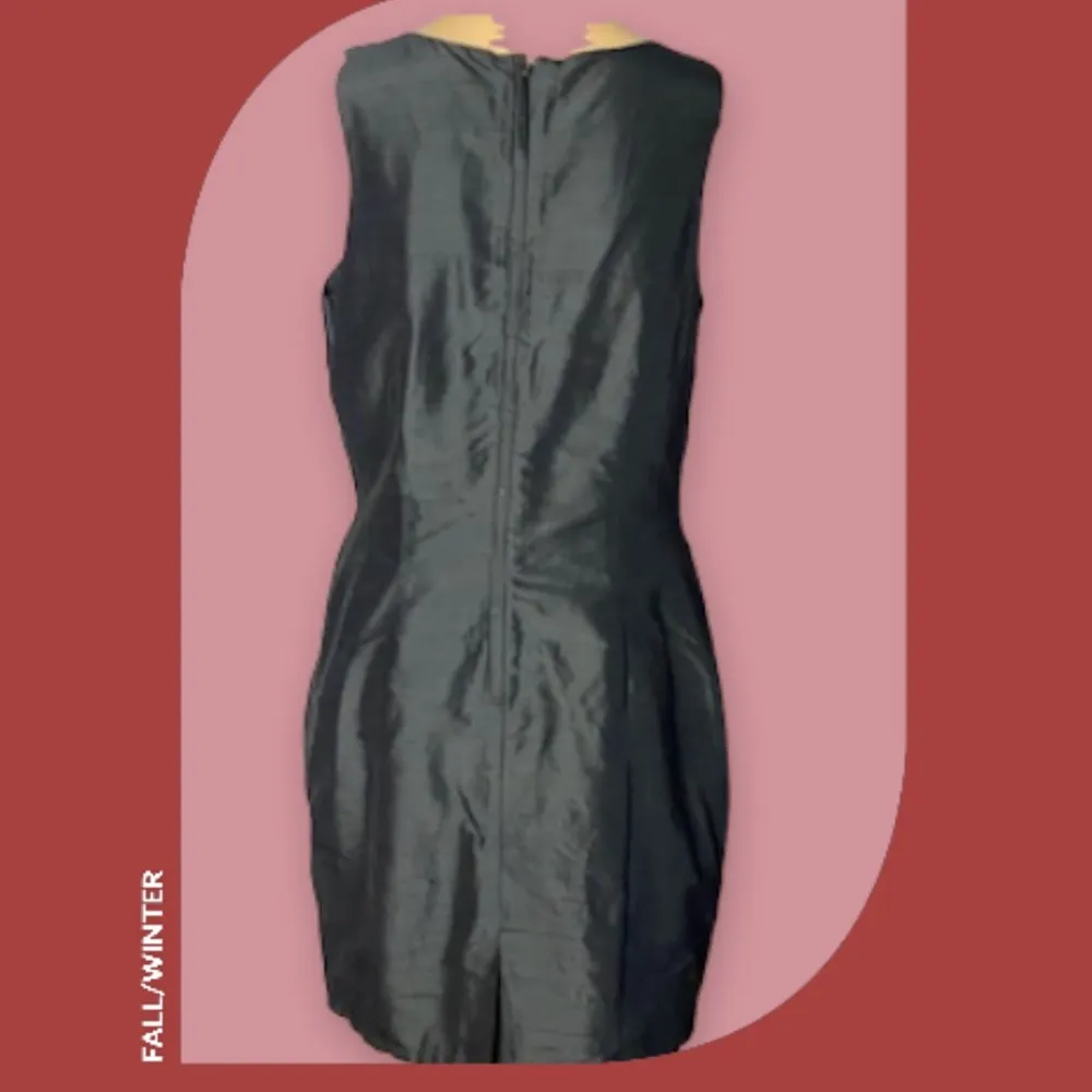 Y2K 80s Vintage beaded Embroidery Black Silk Dress size 11/12 - Image 2