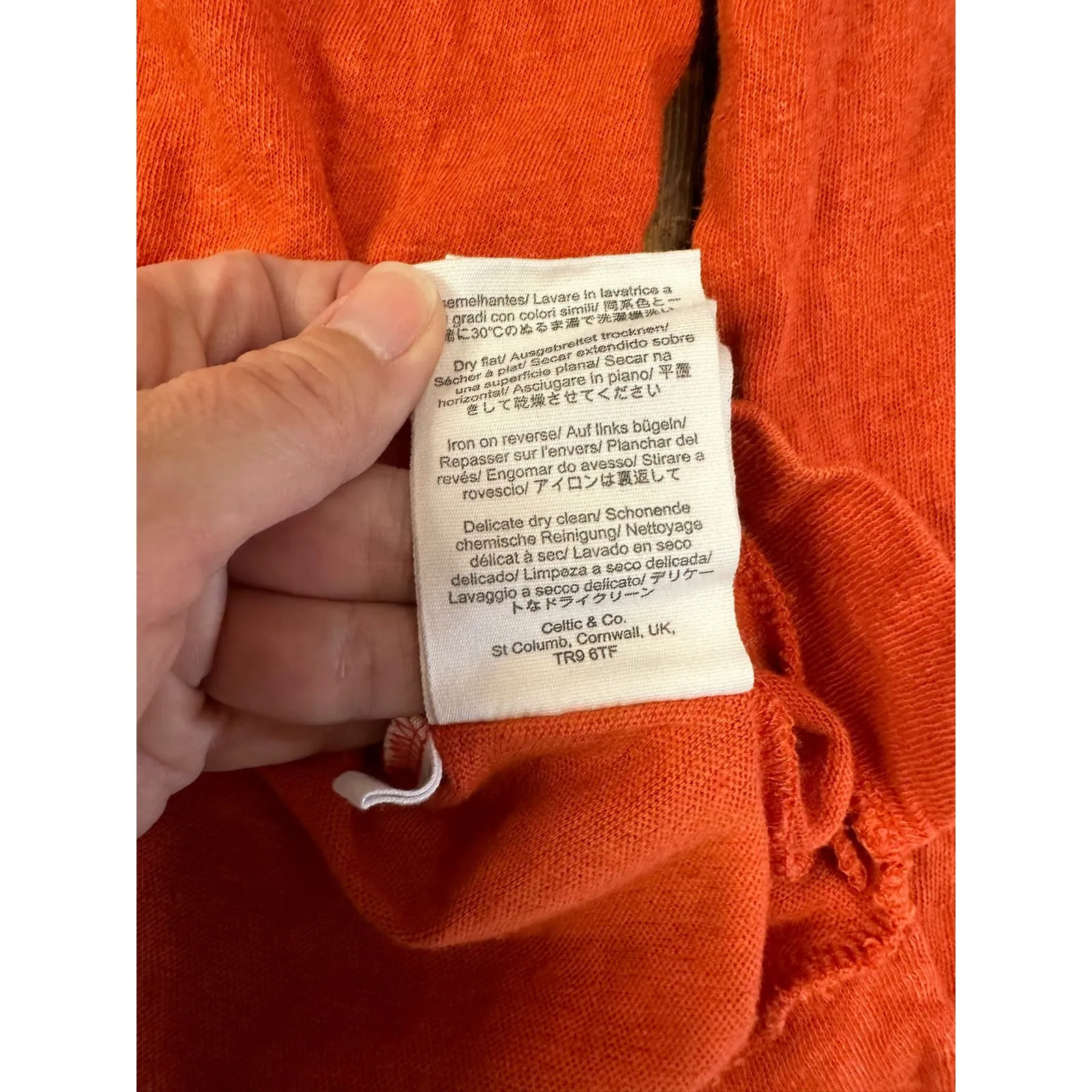 Celtic and‎ Co Organic Cotton and Linen Orange 3/4 sleeve top size US 10 - Image 6