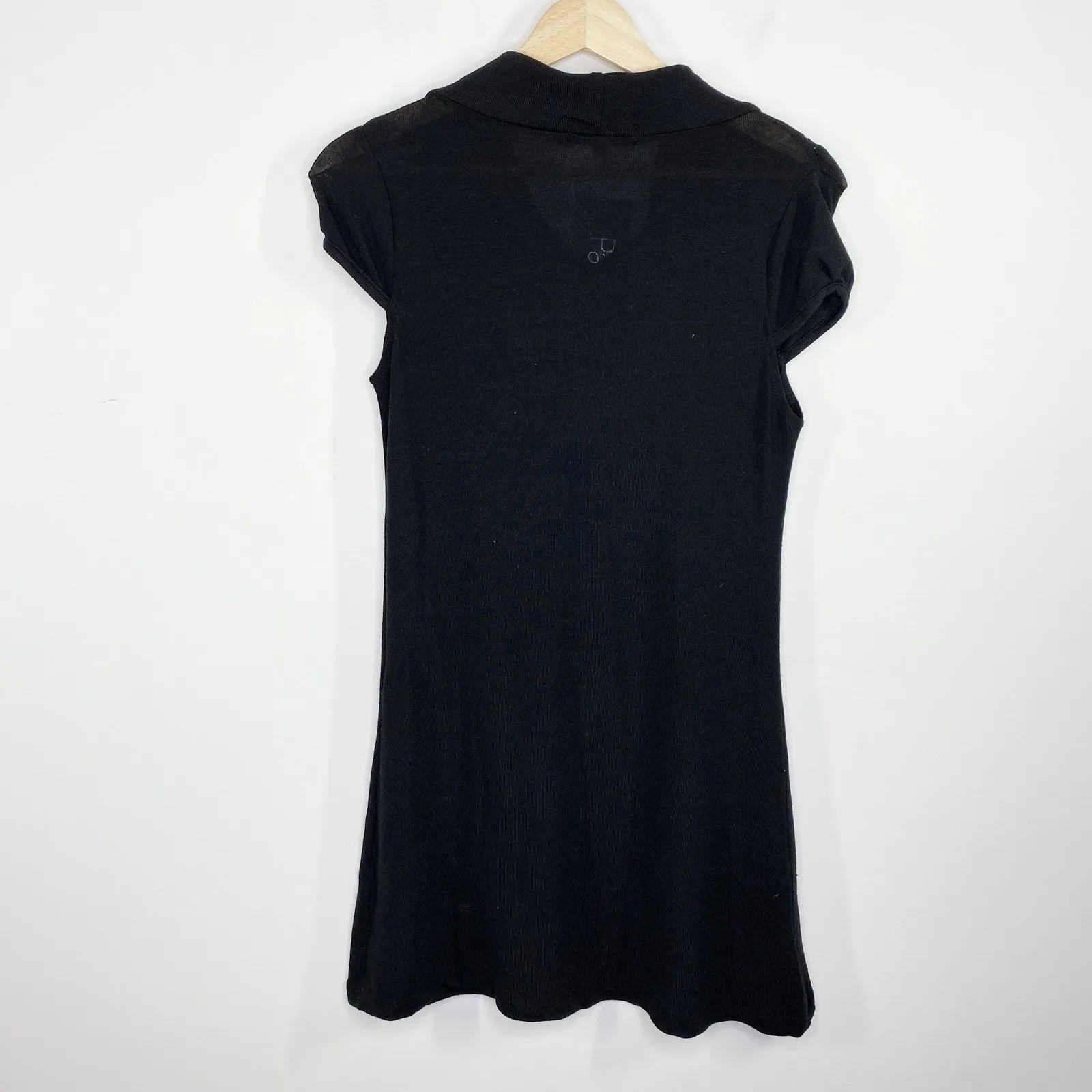 Papillon Black Short Cap Sleeve Button Detail Tunic Top Women's Size Small NWT - Image 2