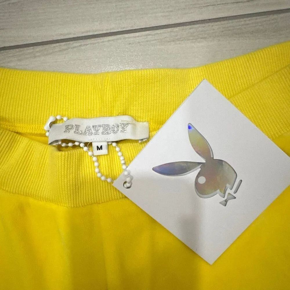 NWT Playboy Velour Rhinestone Pants Yellow Size Medium  has heart rhinestoned on - Image 5