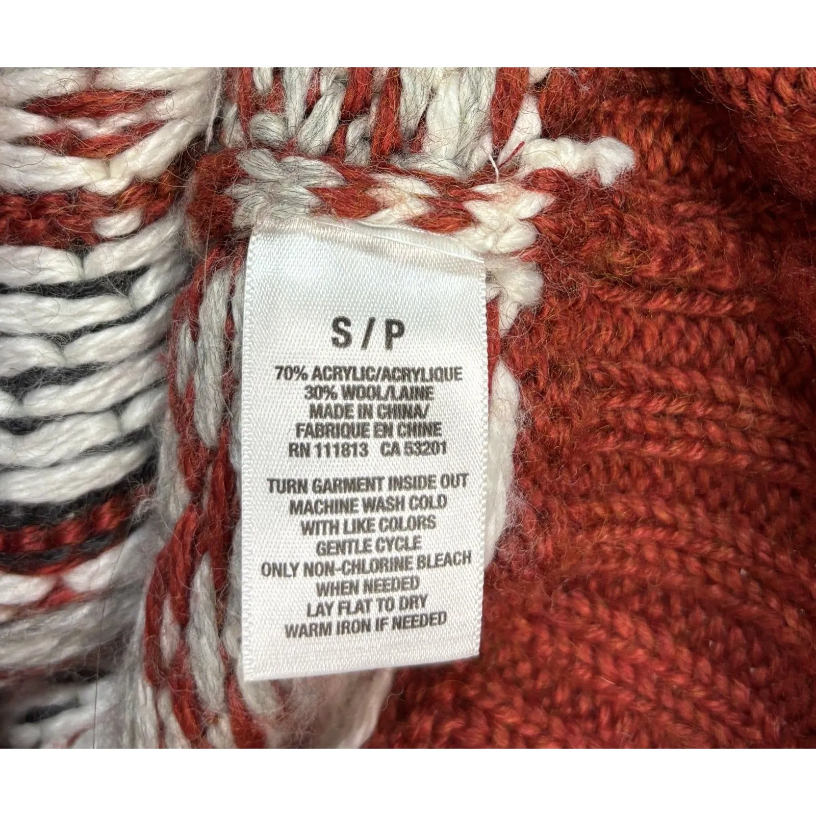 Vtg Womens Chunky Cable Knit Cardigan Button Sweater Nordic Fair Isle 2010 Sz S - Image 5