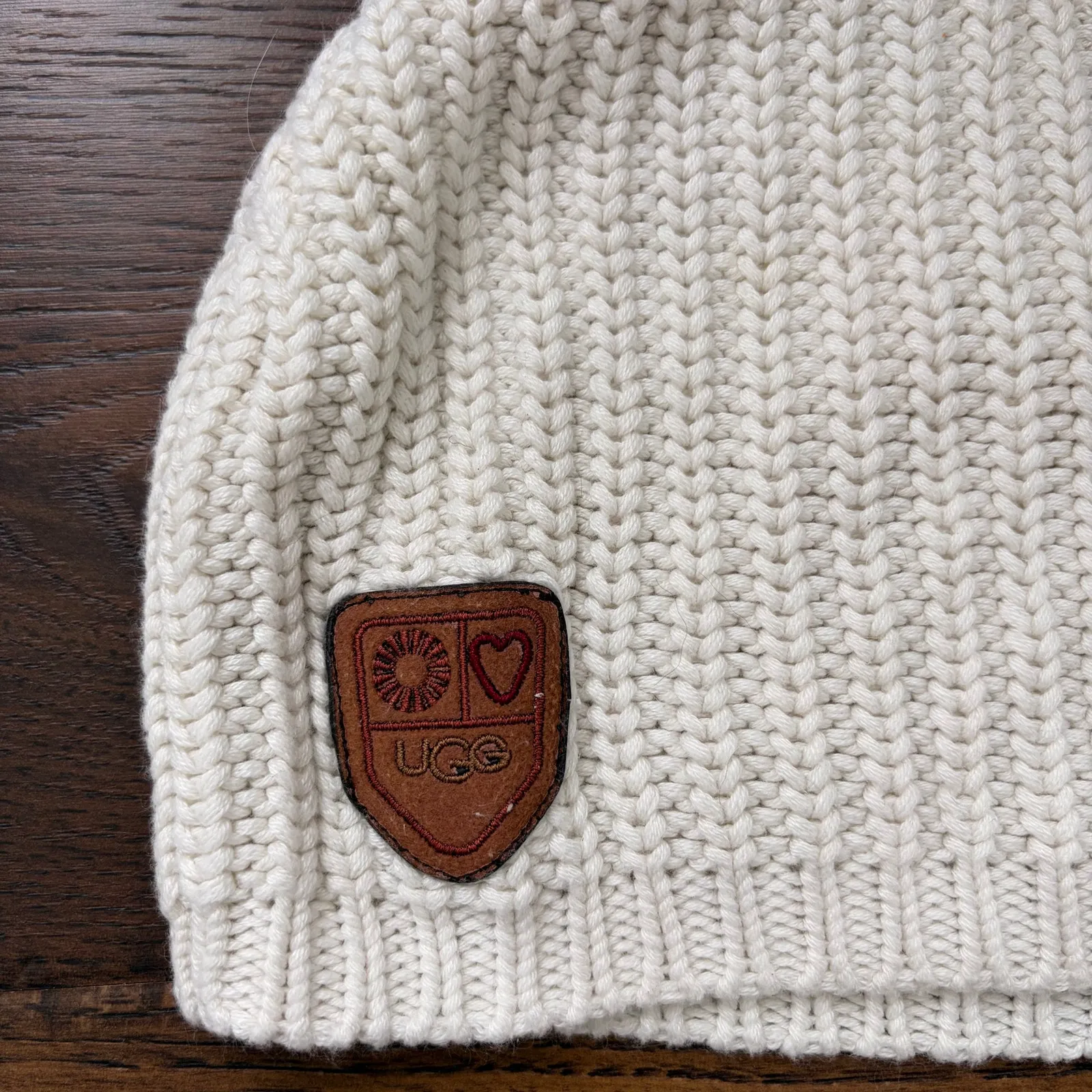 UGG Tan Knit Cotton Blend Women's Beanie Hat - Image 2