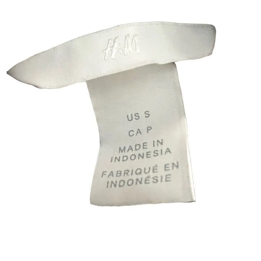 H&M Semi-Sheer 70s-inspired black & white patterned blouse shirt gold buttons S - Image 3