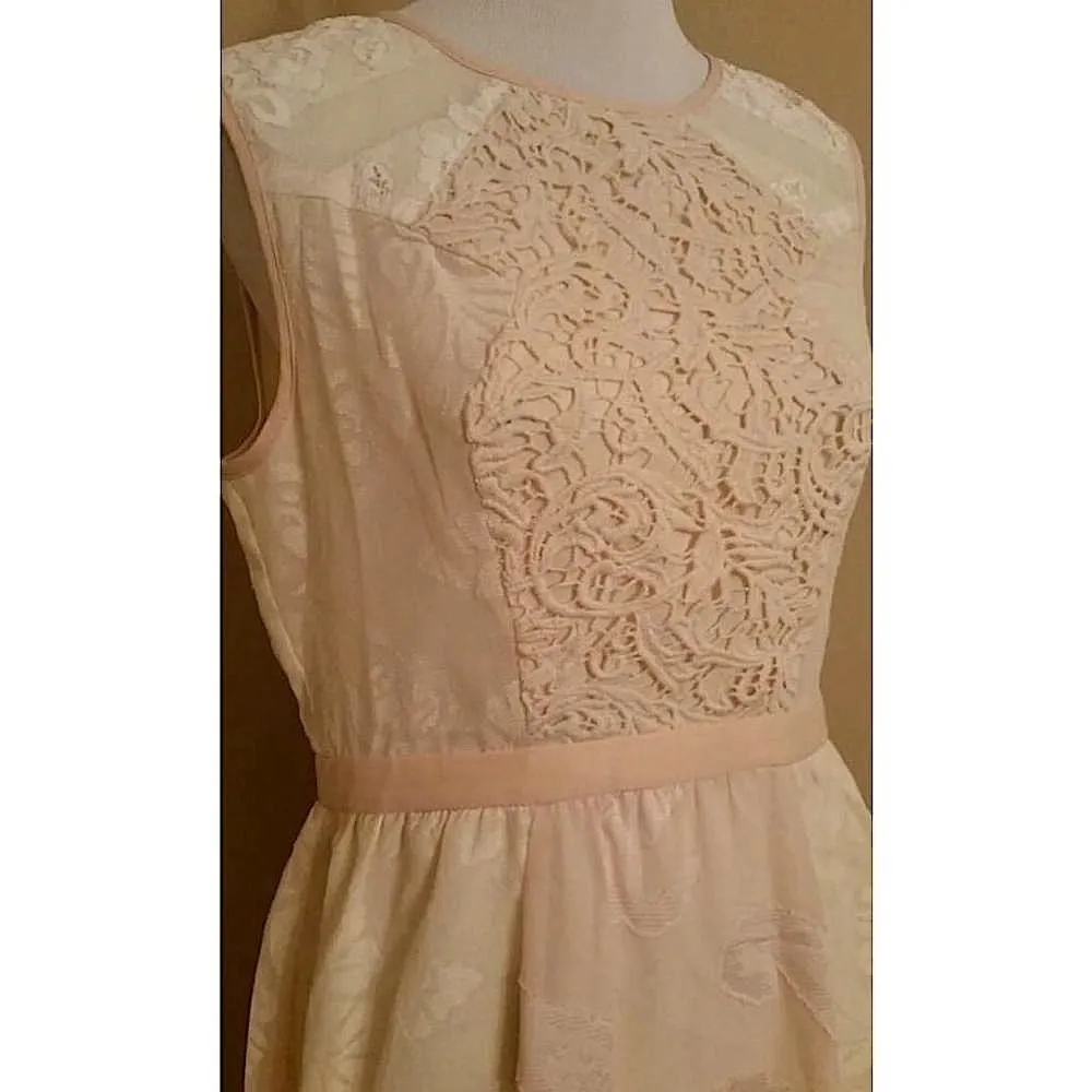 Ivory & Peach Lace Detail Romantic Maxi Dress Champagne & Strawberry Modcloth Pink Size M - Image 5