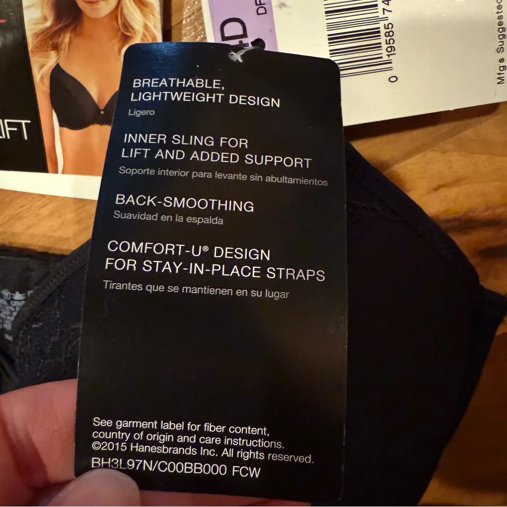 Bali bra Ultra light lace with lift 34D style‎ DF3L97 black NWT basic - Image 4