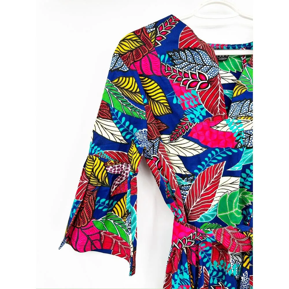 OULA Caftan in Botanical Multi Belted Floral Dress Size S - Image 5