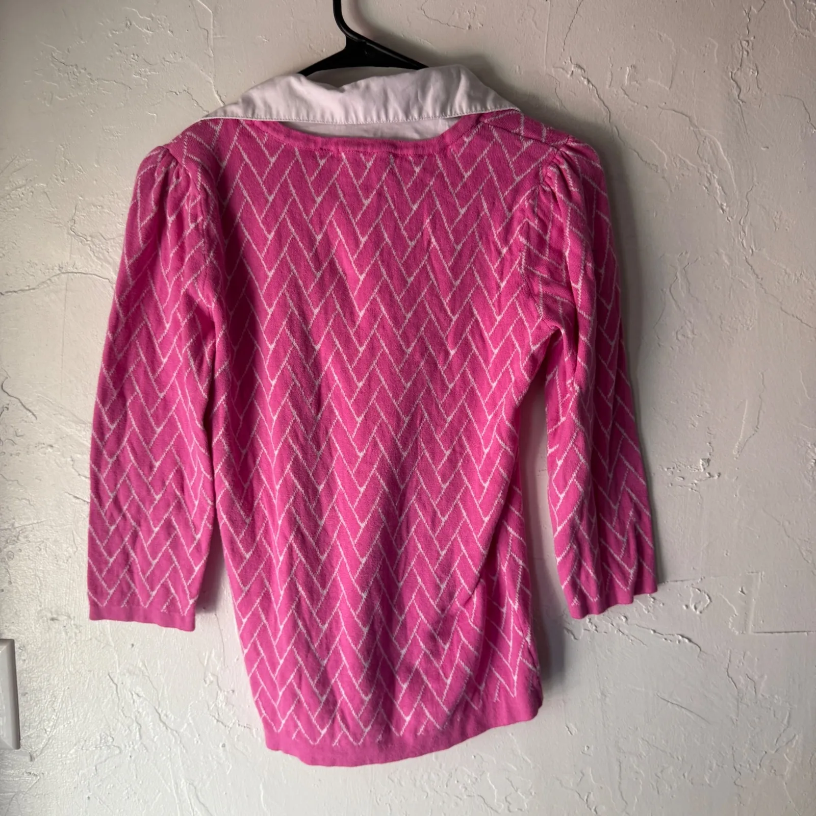 Notations Pink Wh Argyle Knit Collared Sweater Top Small Preppy Coquette Career‎ - Image 8