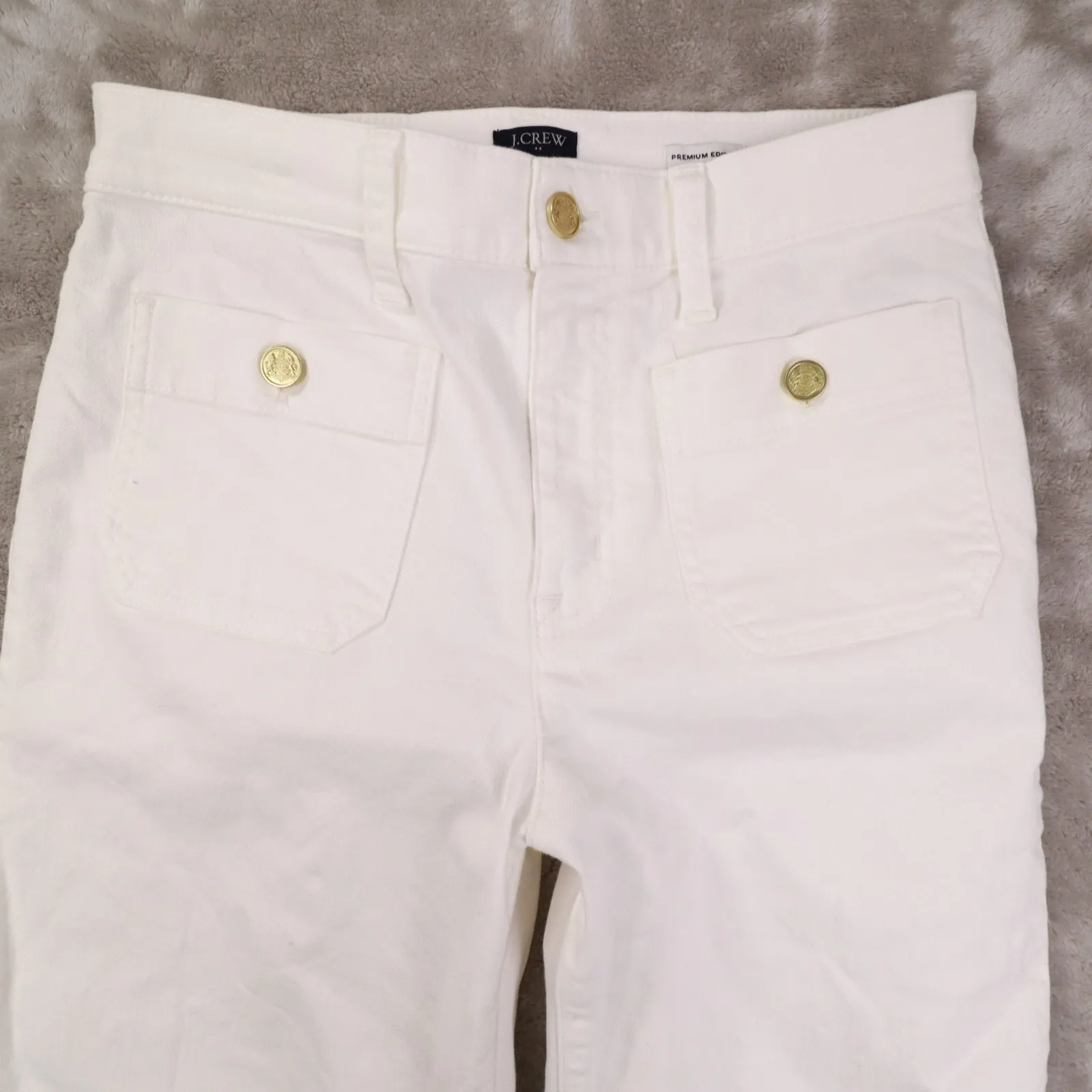 J. Crew White Full Length Slim Wide Leg Denim Jeans Women's 28 CG417 - Image 2