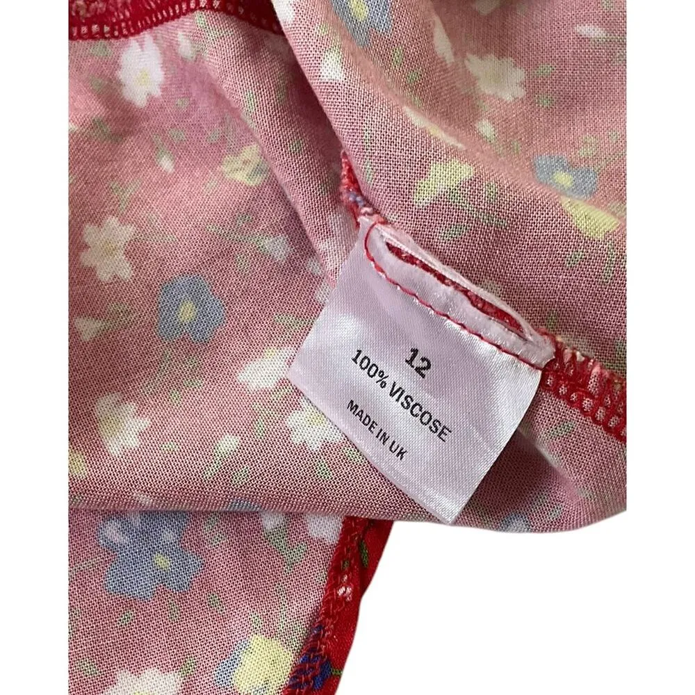 Reclaimed Vintage Red Floral Blouse Women Top Size 12 | 55 - Image 4