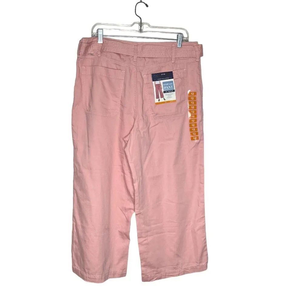 SEVEN7 Pants Wide Leg Cropped Mellow Rose Belted Size 12 NEW NWT - Image 4