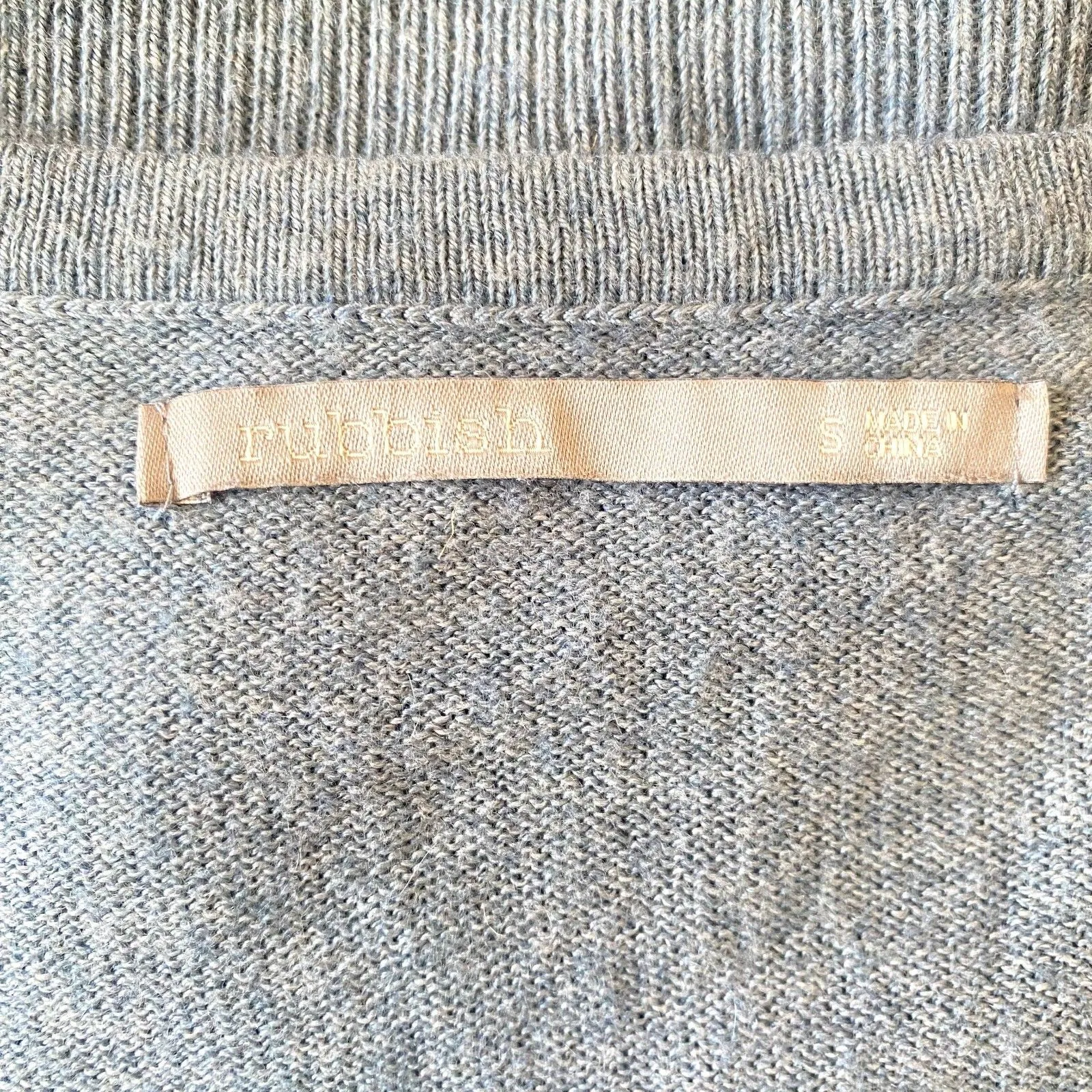 Rubbish V-Neck‎ Tunic Sweater Blue Angora Rabbit Blend Slouchy Size Small - Image 4