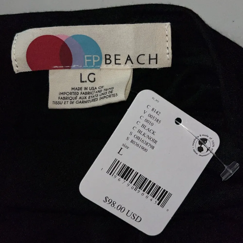 Free People FB Beach NWT Size L Black Long Sleeve Cut-Out Back Knit Top Shirt - Image 3