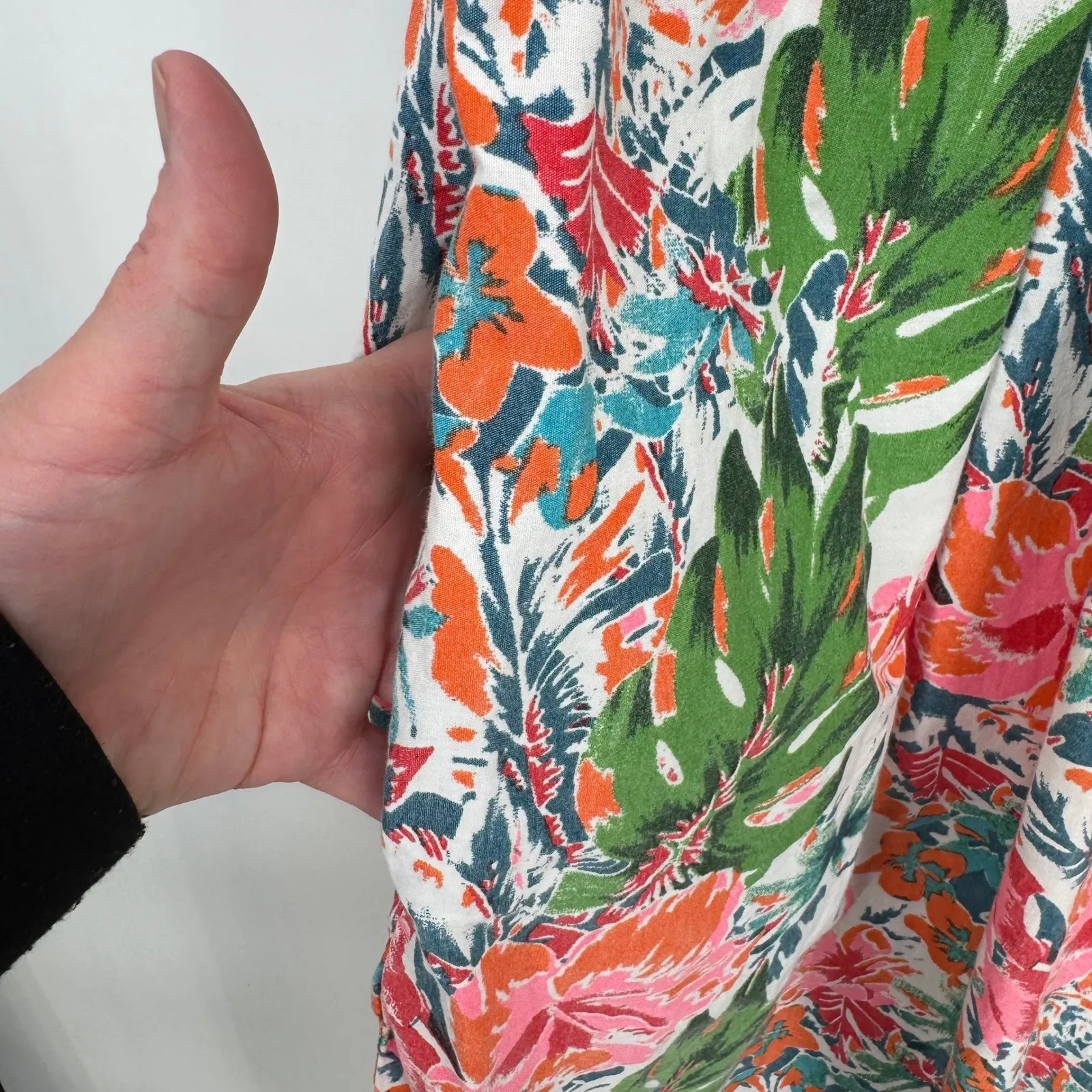 The Vermont Country Store Floral Kaftan Dress Womens Small 100% Cotton Pockets White - Image 4