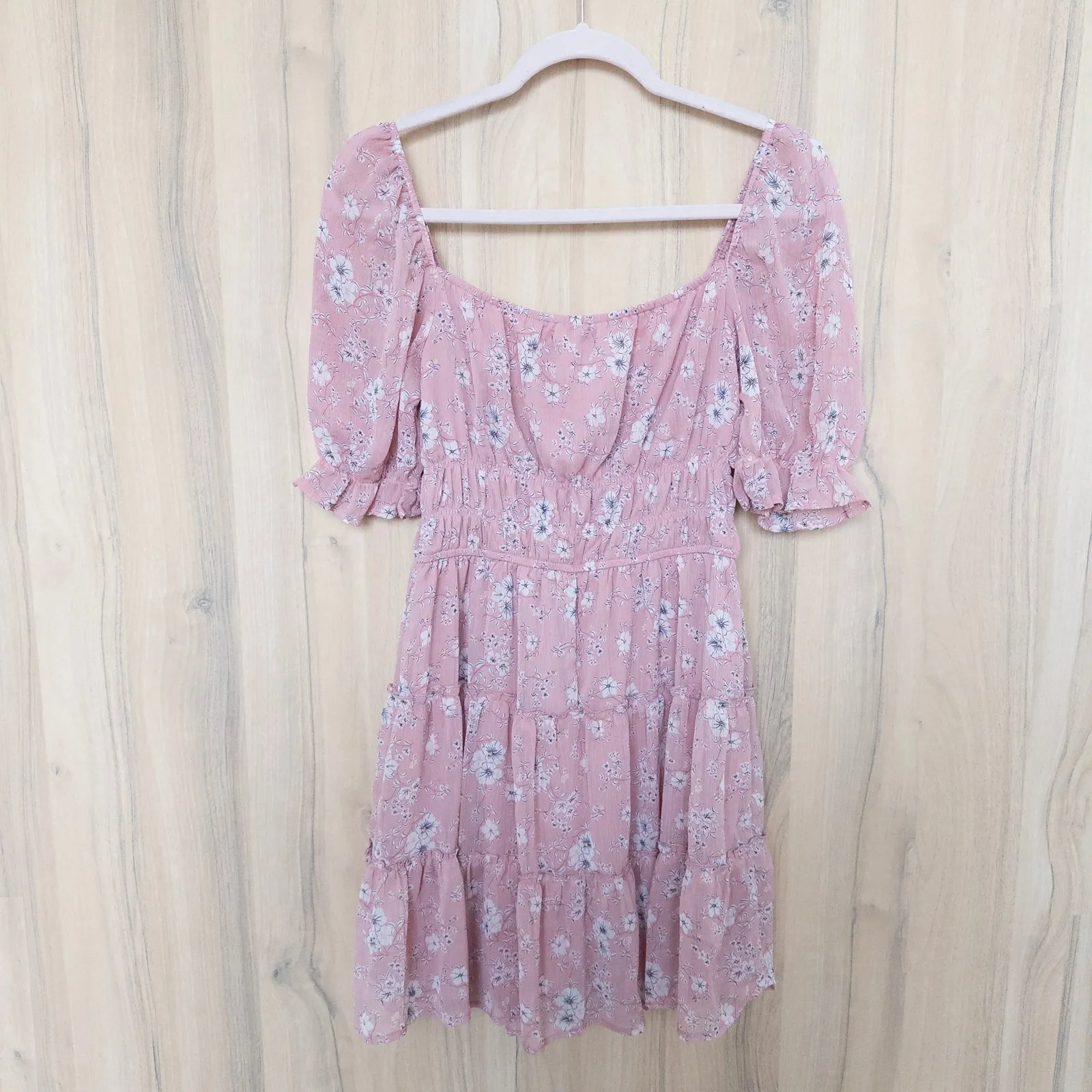 Trixxi Women Dress Size M Pink Floral Milkmaid Peasant Cottage Romantic Coquette - Image 6