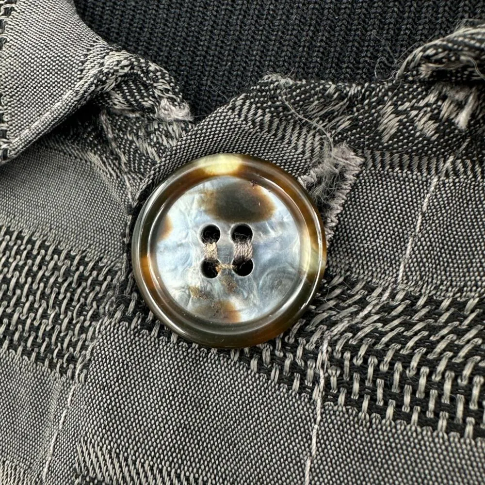 CP Shades | Medium | RARE 100% Rayon Gray Striped 3/4 Sleeve Button Down Shirt - Image 5