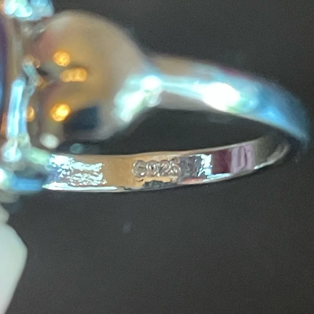 Oval purple amethyst S925 silver ring size 6.5 - Image 8