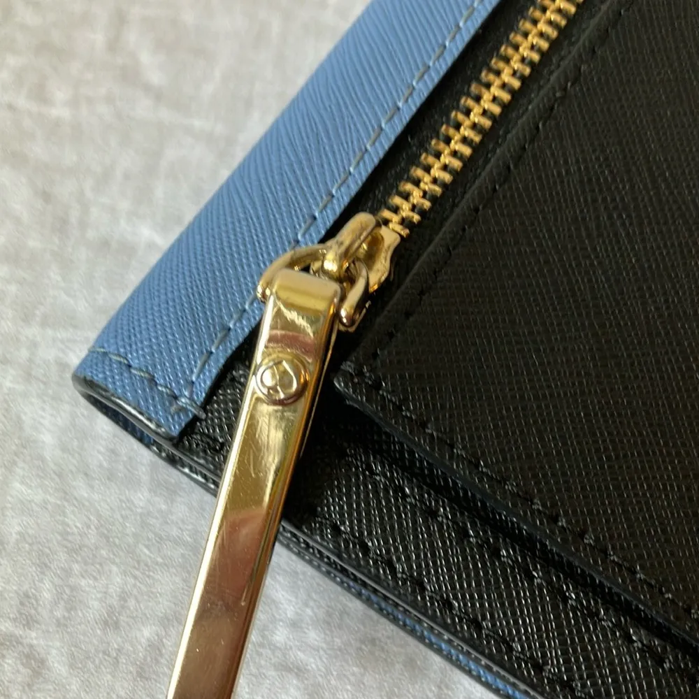 Kate Spade: Blue & Black Wallet - 10 card slots- coin area- Gold tone - Image 15